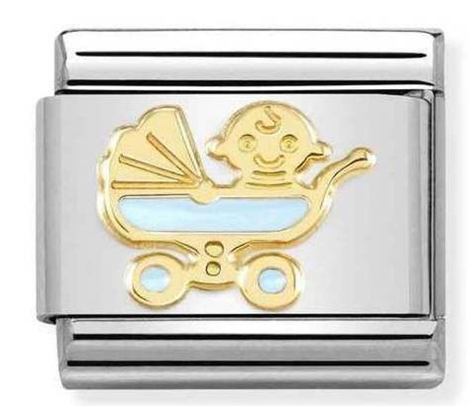 Nomination - Link 18K zawieszka charms Złoto 'Niebieski wózek z dzieckiem' 030272 61.jpg